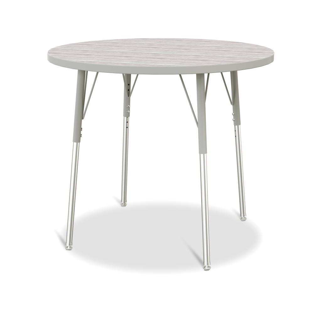 Berries® Round Activity Table - 36" Diameter, A-height - Driftwood Gray/Gray/Gray. Picture 1