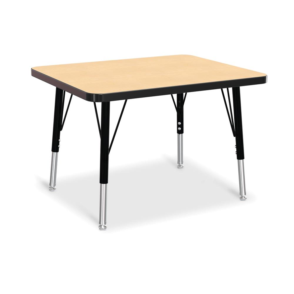 Berries® Rectangle Student Desk -  24" X 30", E-height - Maple/Black/Black. Picture 1