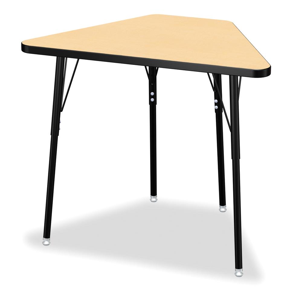 Tall Trapezoid Desk - Maple/Black/All Black. Picture 1