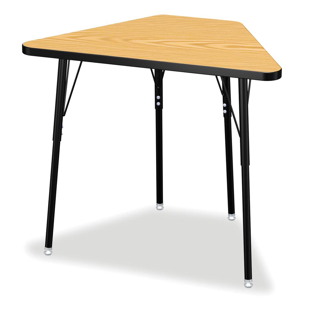 Tall Trapezoid Desk - Oak/Black/All Black. Picture 2