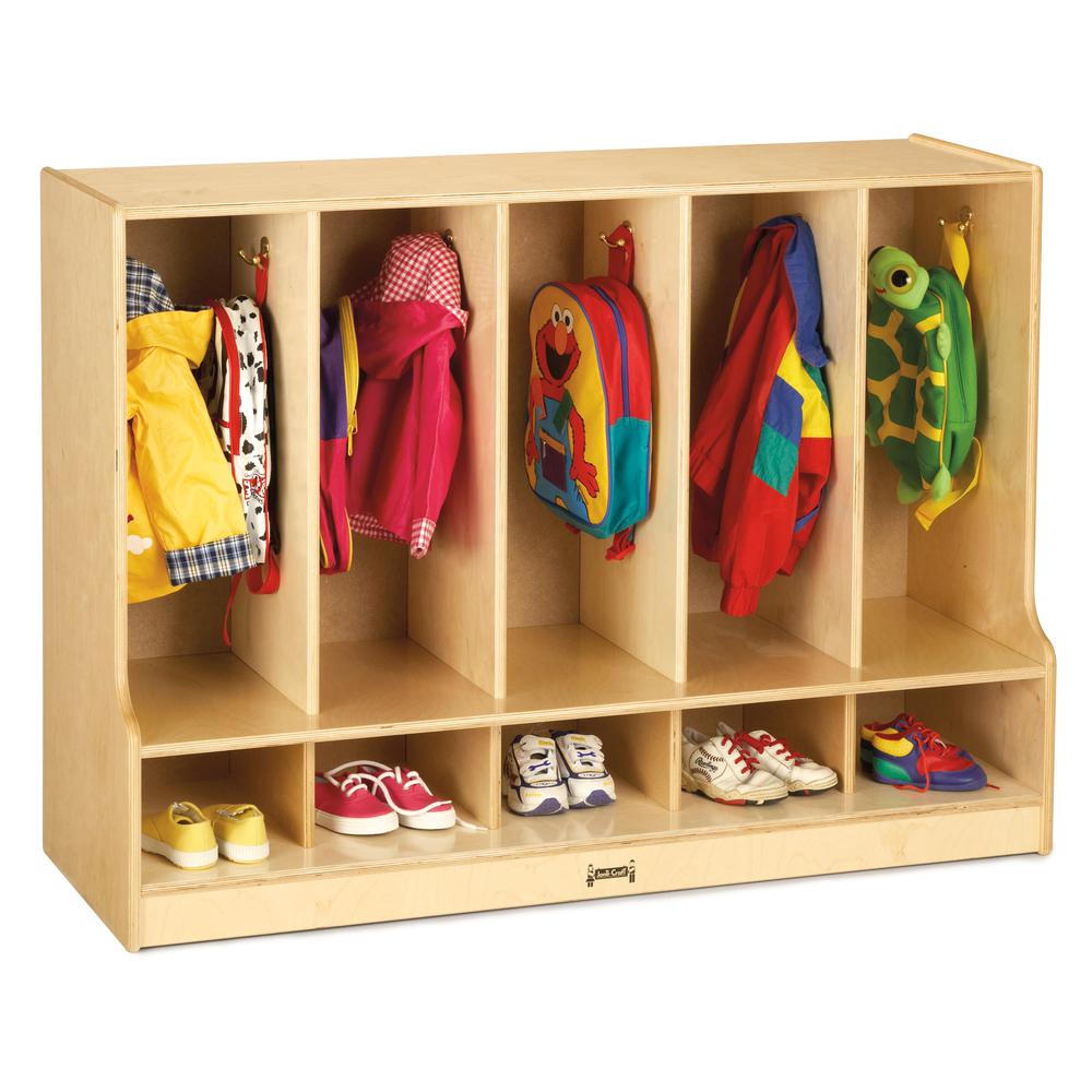 Toddler 5 Section Coat Locker with Step - without Trays. Picture 1