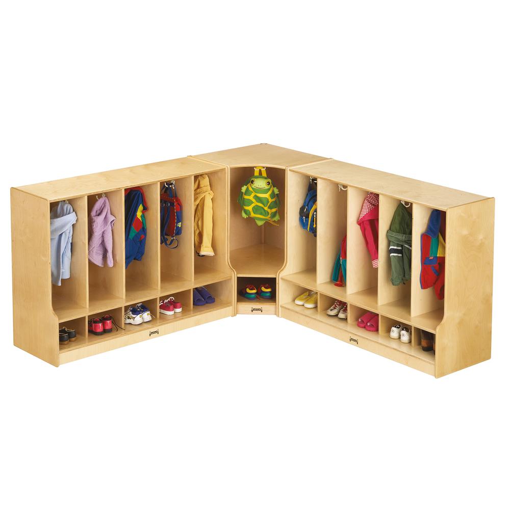 Toddler 5 Section Coat Locker with Step - without Trays. Picture 2