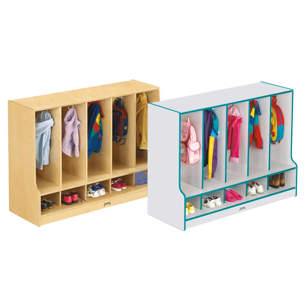 Toddler 5 Section Coat Locker with Step - without Trays - Blue. Picture 4