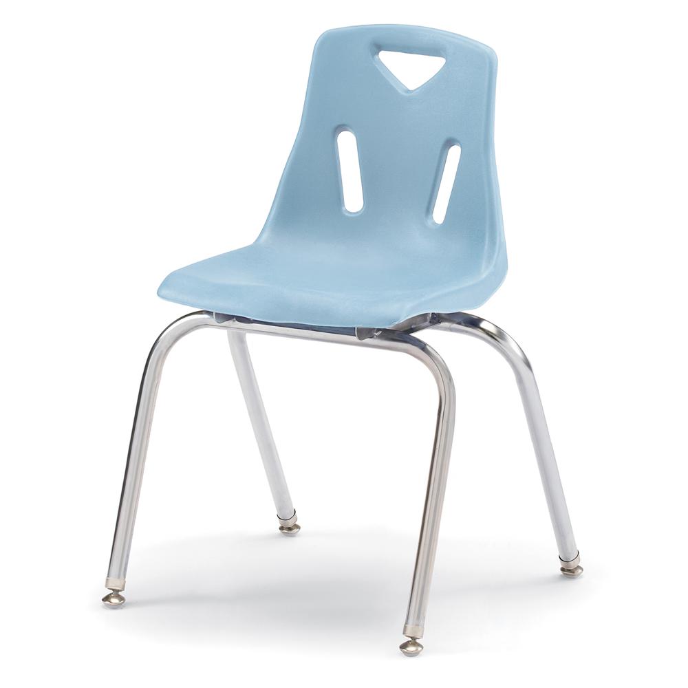 Berries® Stacking Chair with Chrome-Plated Legs - 18" Ht - Coastal Blue. Picture 1