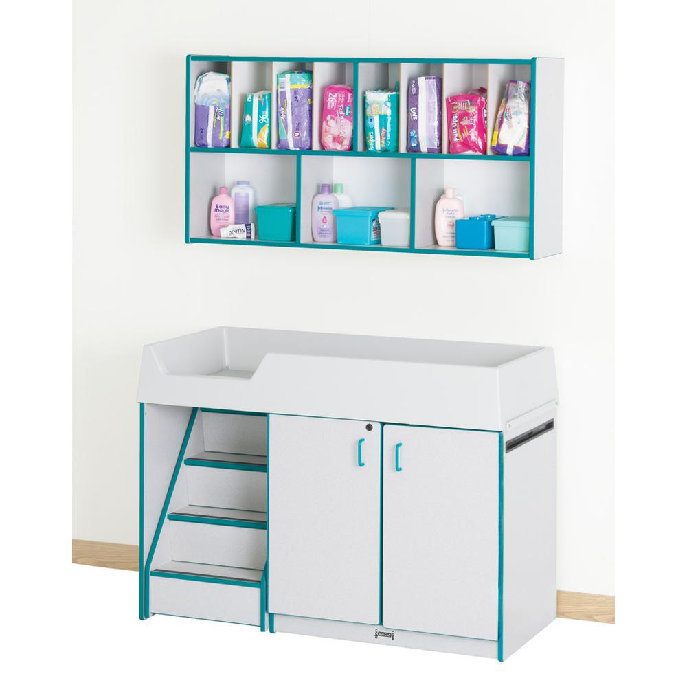 Diaper Changer with Stairs - Left - Teal. Picture 1