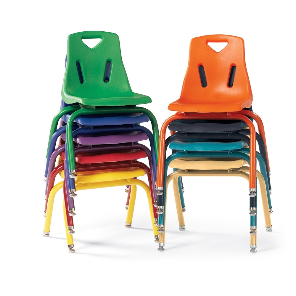 Stacking Chairs with Powder-Coated Legs - 8" Ht - Set of 6 - Orange. Picture 2