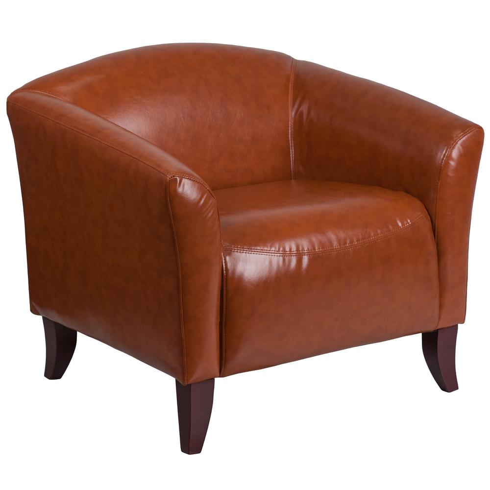 Cognac LeatherSoft Chair with Cherry Wood Feet. Picture 1