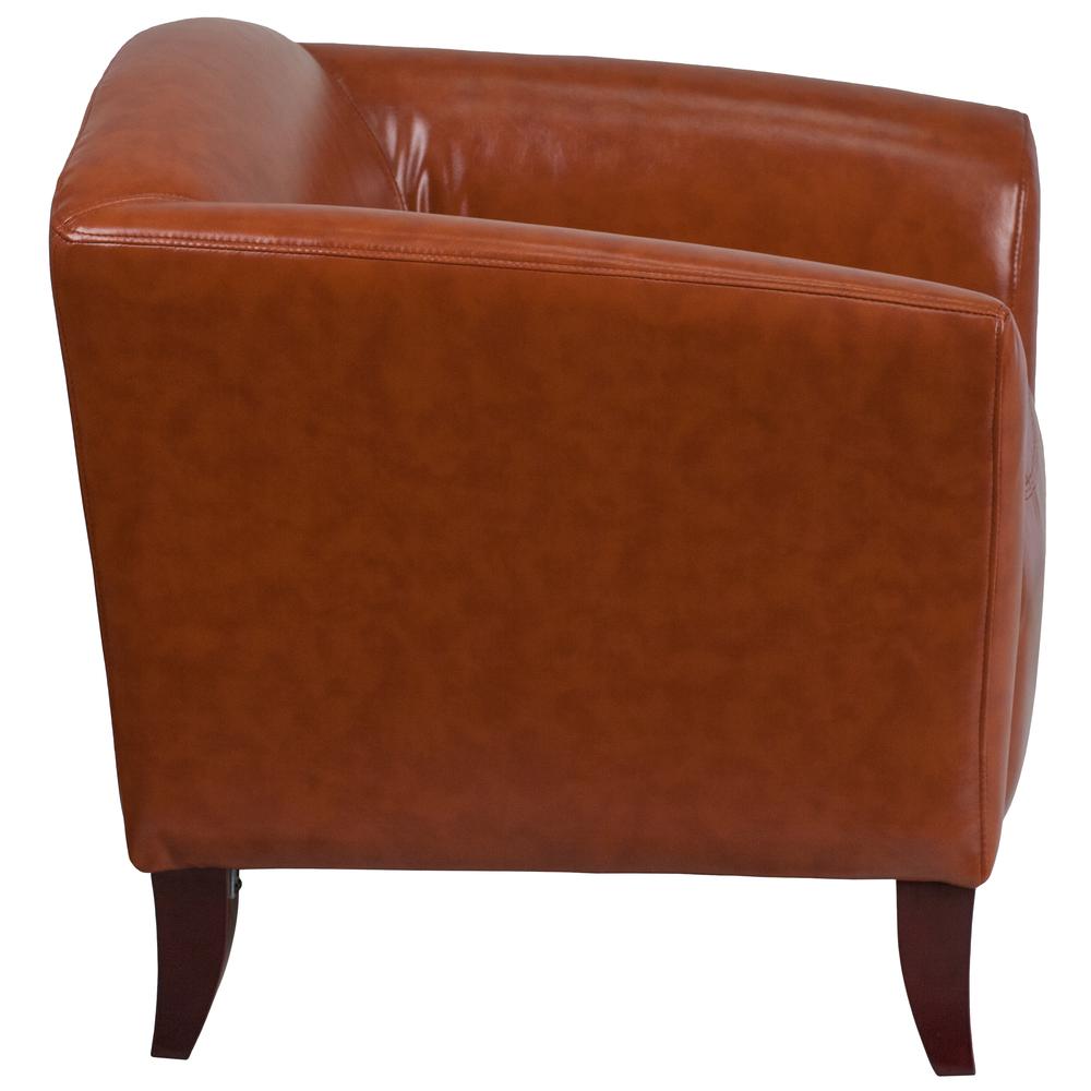 Cognac LeatherSoft Chair with Cherry Wood Feet. Picture 2