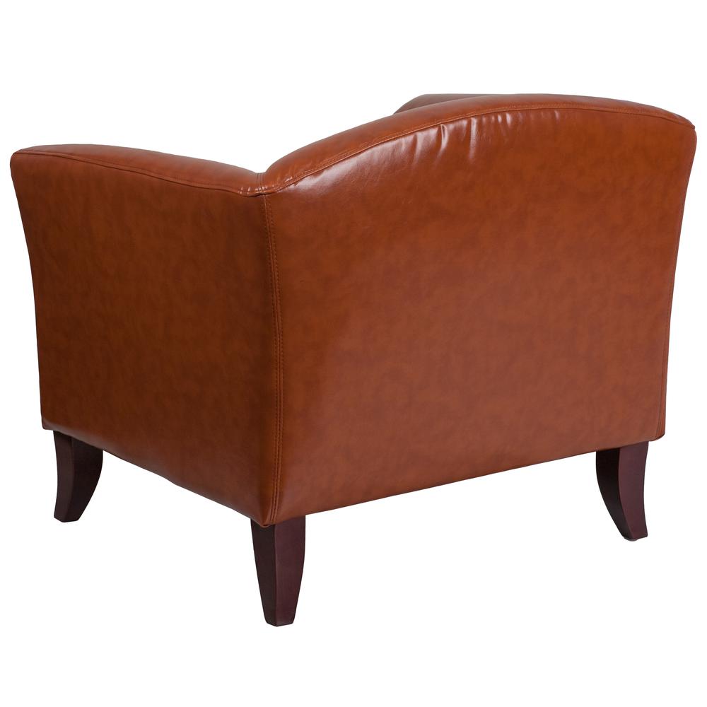 Cognac LeatherSoft Chair with Cherry Wood Feet. Picture 3