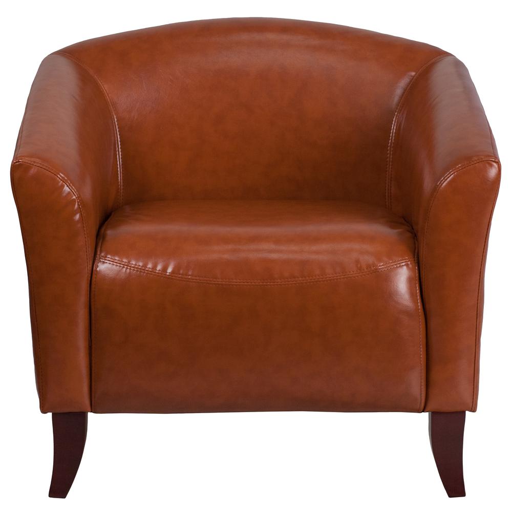 Cognac LeatherSoft Chair with Cherry Wood Feet. Picture 4