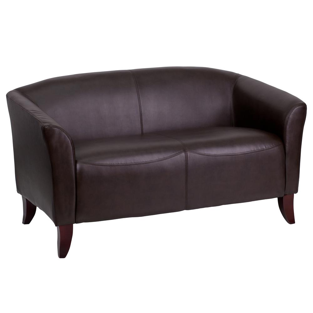 Brown LeatherSoft Loveseat. Picture 1