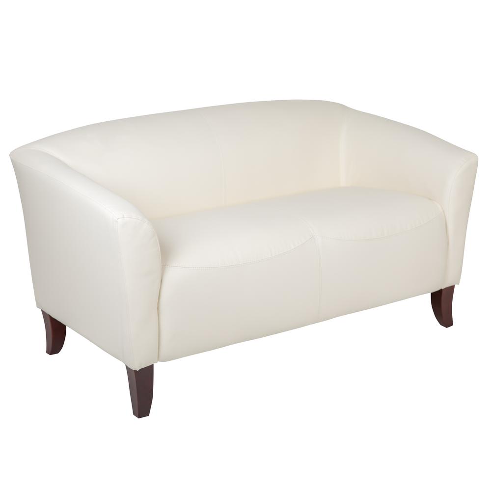 Ivory LeatherSoft Loveseat. Picture 1