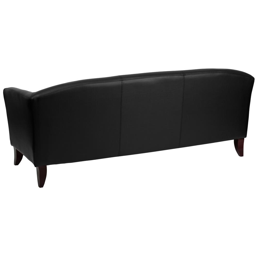 Black LeatherSoft Sofa with Cherry Wood Feet. Picture 2