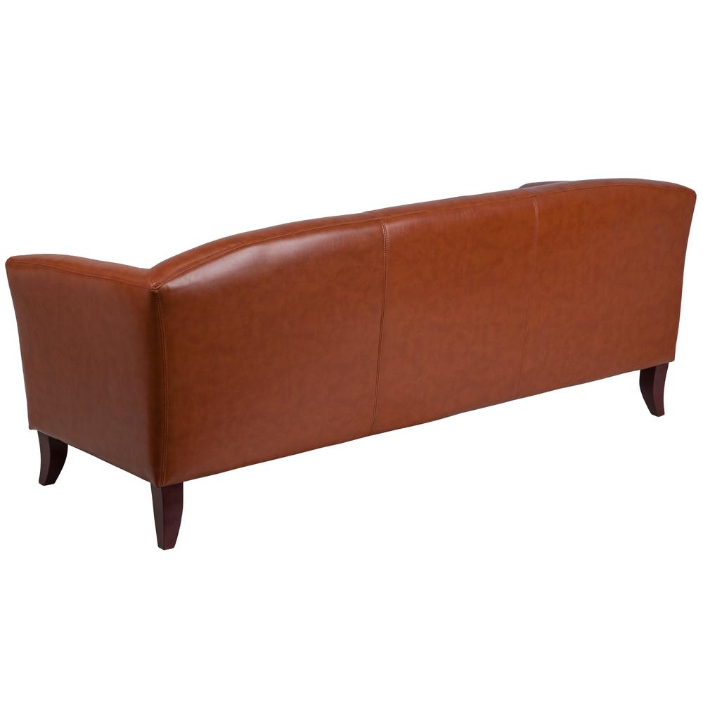 Cognac LeatherSoft Sofa with Cherry Wood Feet. Picture 2