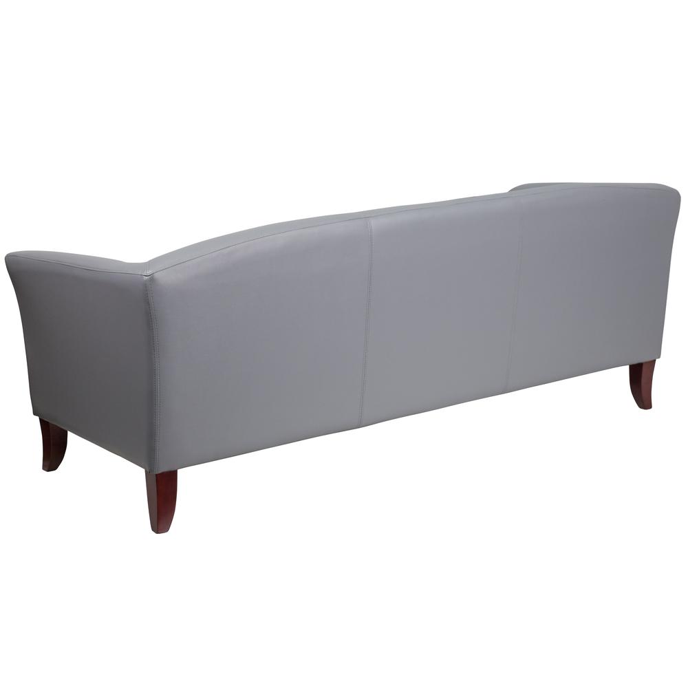 Gray LeatherSoft Sofa with Cherry Wood Feet. Picture 2