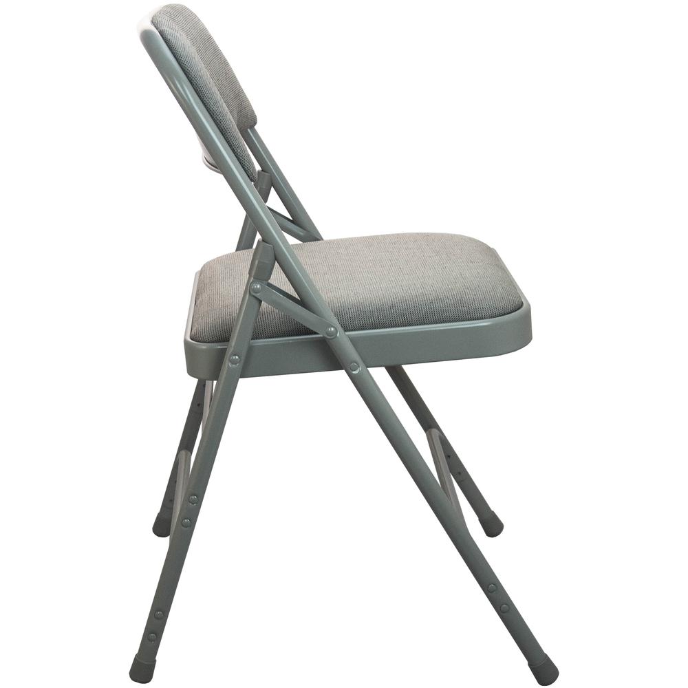 Advantage Grey Padded Metal Folding Chair - Grey 1-in Fabric Seat. Picture 3