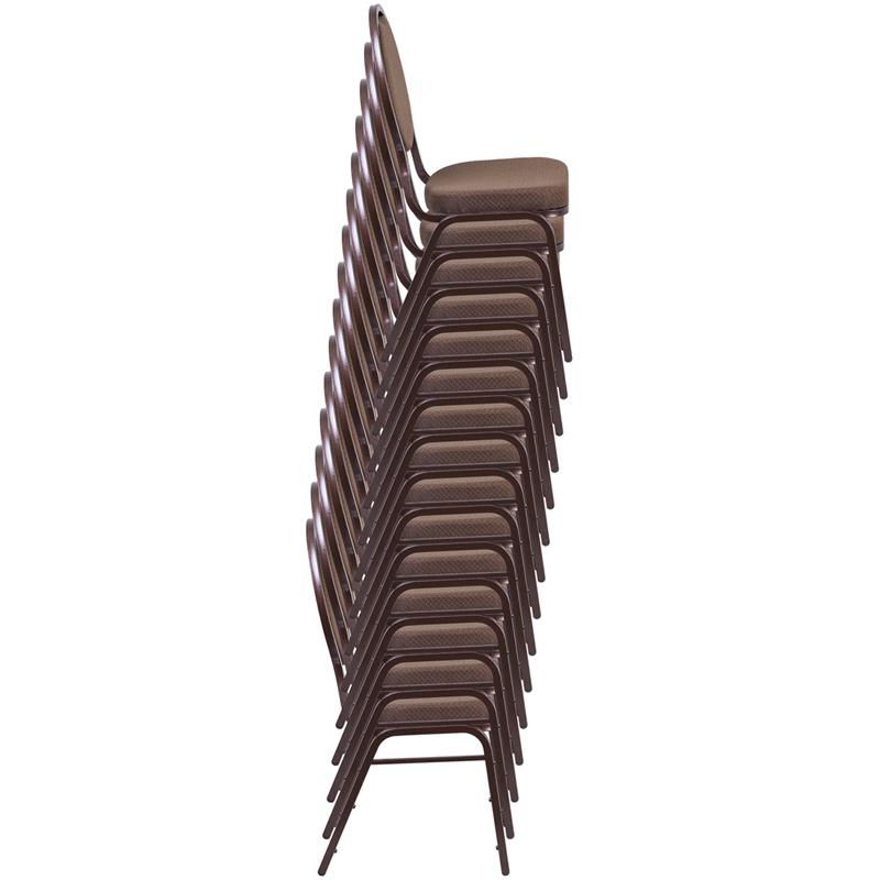 Teardrop Back Stacking Banquet Chair in Brown Fabric - Copper Vein Frame. Picture 5