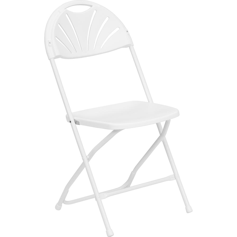650 lb. Capacity White Plastic Fan Back Folding Chair. Picture 22