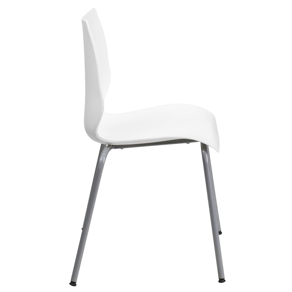 770 lb. Capacity White Stack Chair with Lumbar Support and Silver Frame. Picture 12