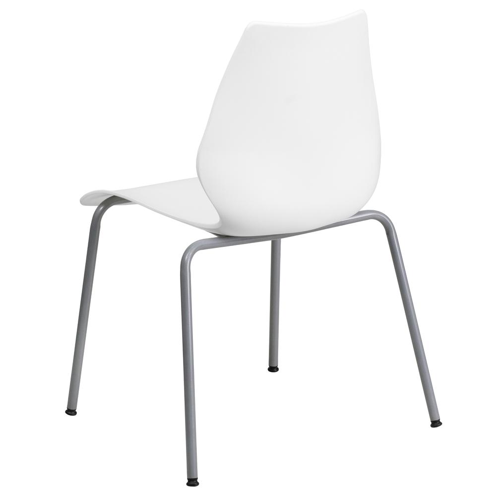 770 lb. Capacity White Stack Chair with Lumbar Support and Silver Frame. Picture 13