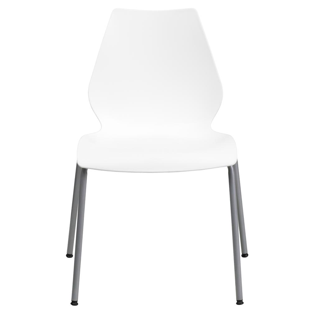770 lb. Capacity White Stack Chair with Lumbar Support and Silver Frame. Picture 14