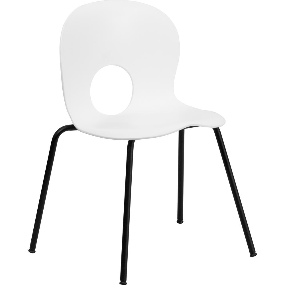 770 lb. Capacity Designer White Plastic Stack Chair with Black Frame. Picture 6