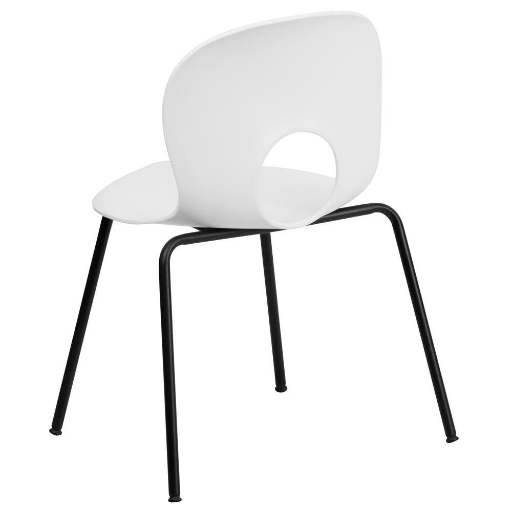 770 lb. Capacity Designer White Plastic Stack Chair with Black Frame. Picture 8