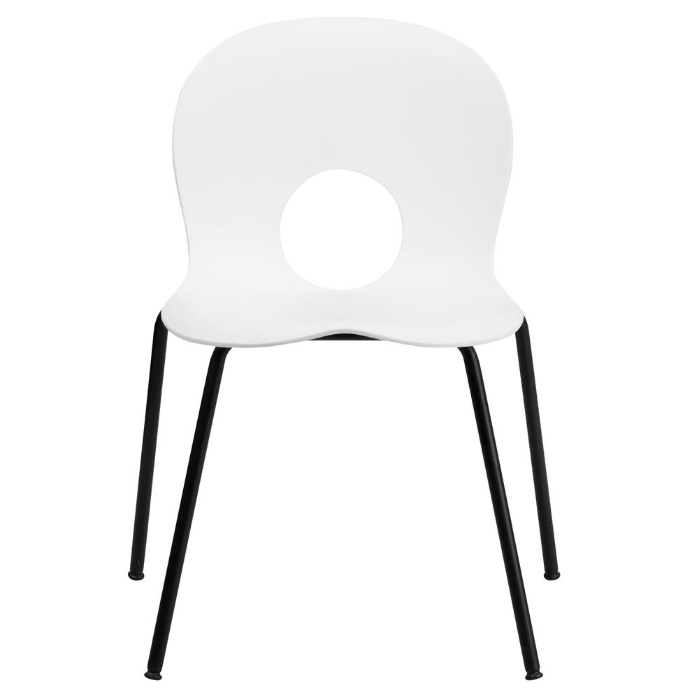770 lb. Capacity Designer White Plastic Stack Chair with Black Frame. Picture 9