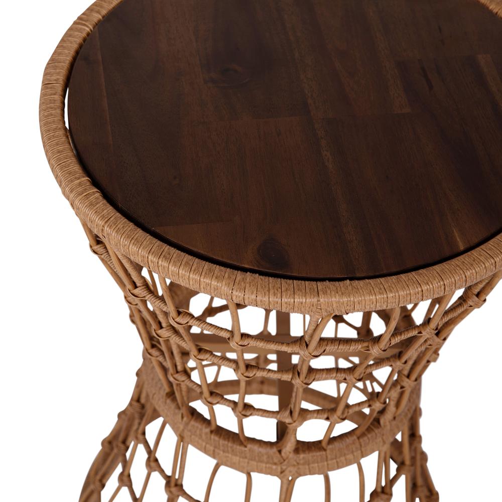Natural Finish Rope Table with Acacia Wood Top, Fade and Weather Resistant. Picture 9