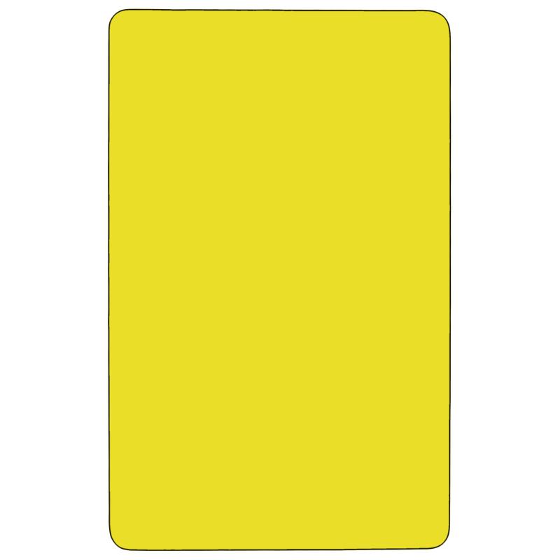 Mobile 24''W x 48''L Rectangular Yellow HP Laminate Activity Table - Standard Height Adjustable Legs. Picture 2