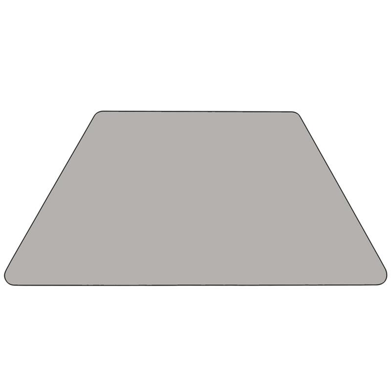 Mobile 22.5''W x 45''L Trapezoid Grey HP Laminate Activity Table - Standard Height Adjustable Legs. Picture 2