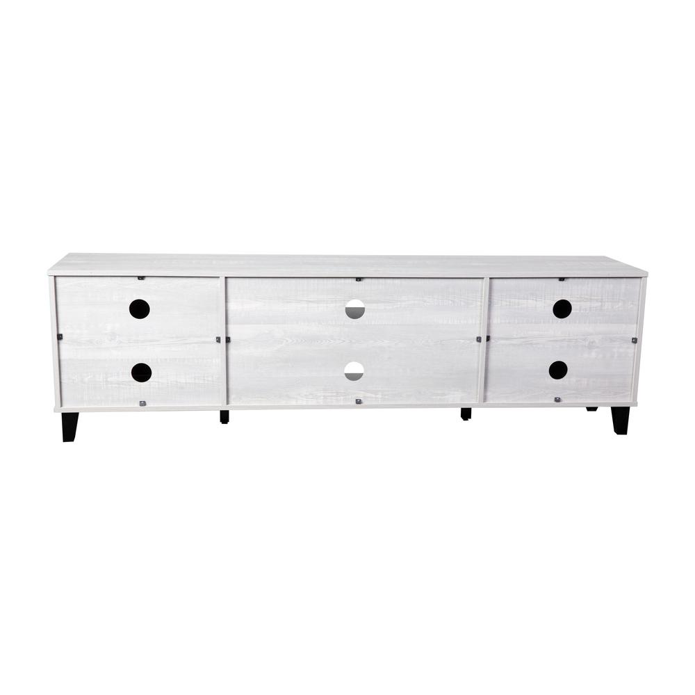 70" TV Stand for up to 60" TV's with Shelves and Dual Storage Compartments, Gray. Picture 9