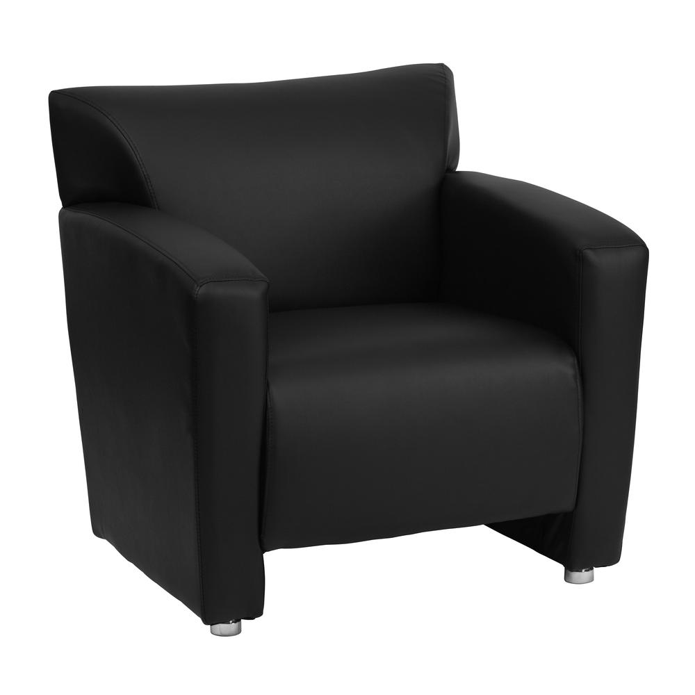 Black LeatherSoft Chair with Extended Panel Arms. Picture 1