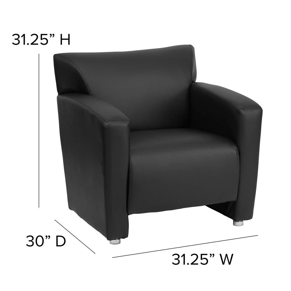 Black LeatherSoft Chair with Extended Panel Arms. Picture 2