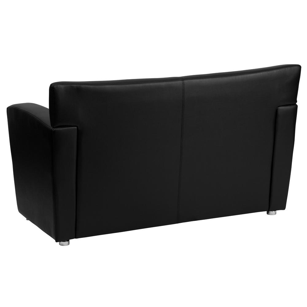 Black LeatherSoft Loveseat with Extended Panel Arms. Picture 2