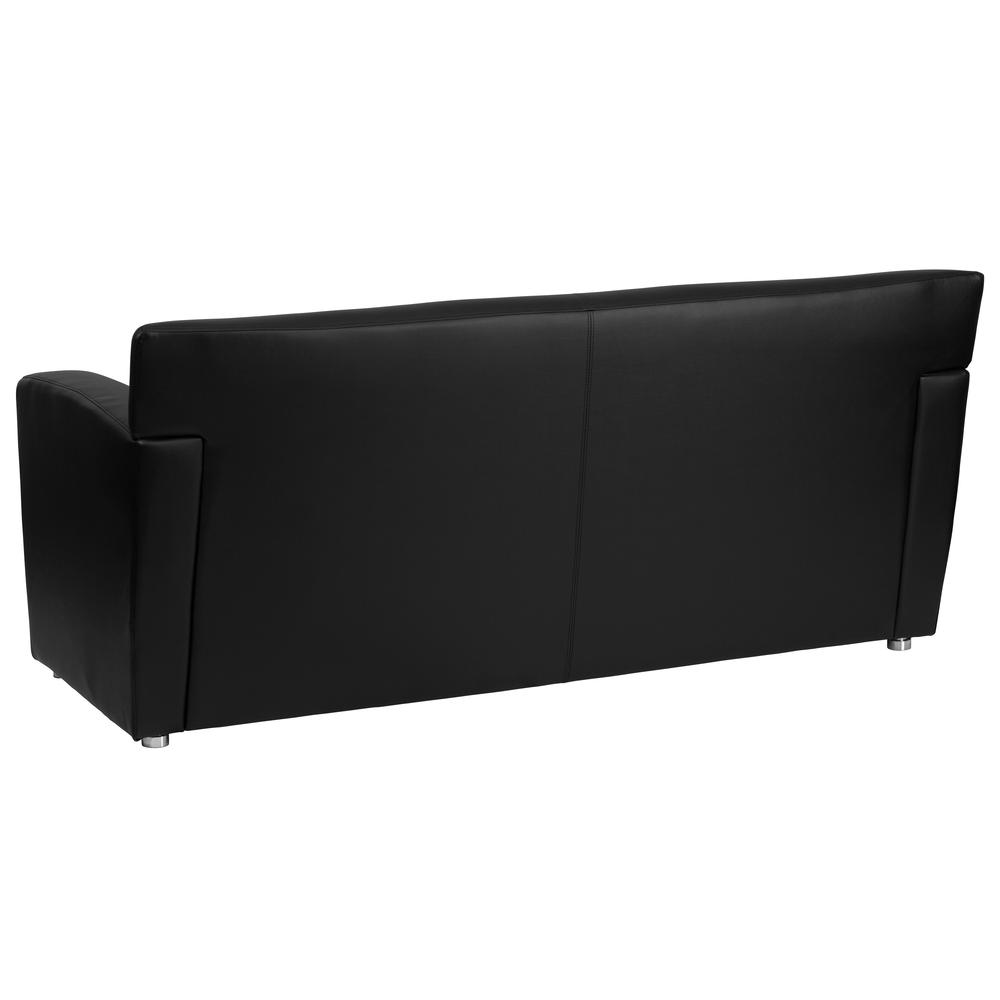 Black LeatherSoft Sofa with Extended Panel Arms. Picture 2