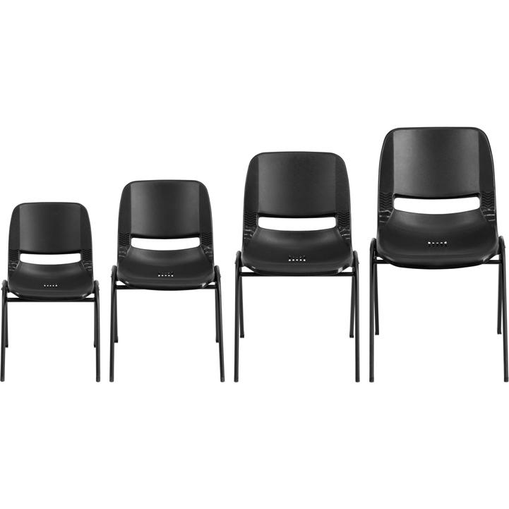 HERCULES Series 661 lb. Capacity Black Ergonomic Shell Stack Chair with Black Frame and 16'' Seat Height. Picture 5