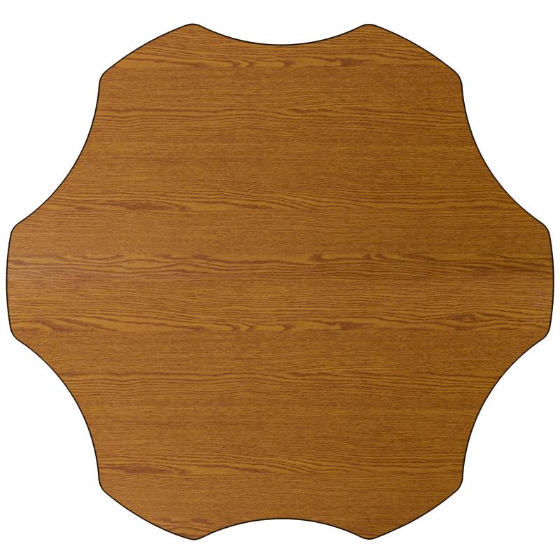 60'' Flower Oak Thermal Laminate Activity Table - Height Adjustable Short Legs. Picture 2