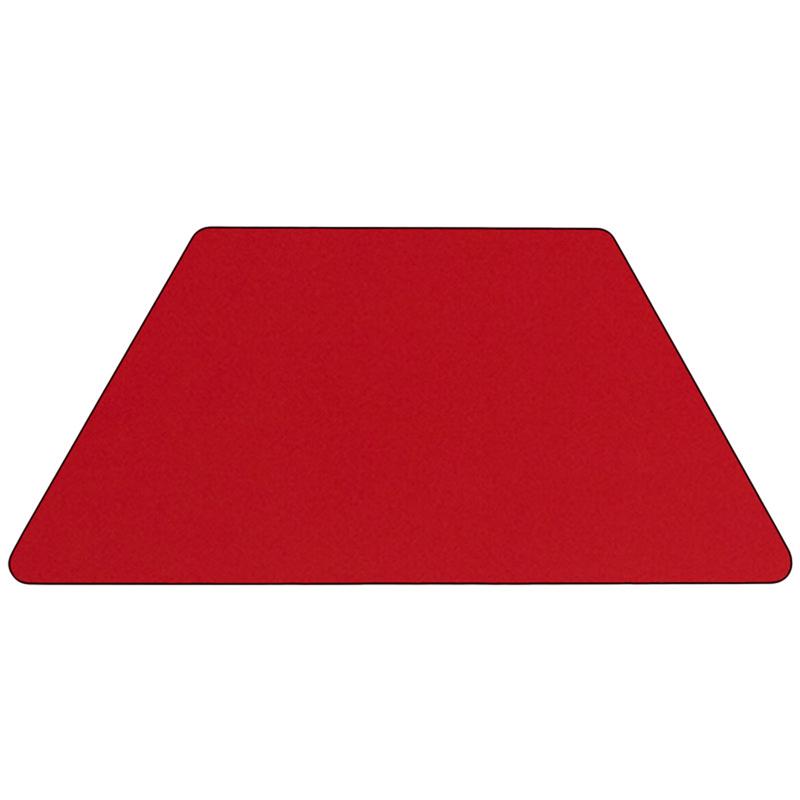 22.5''W x 45''L Trapezoid Red HP Laminate Activity Table - Height Adjustable Short Legs. Picture 2