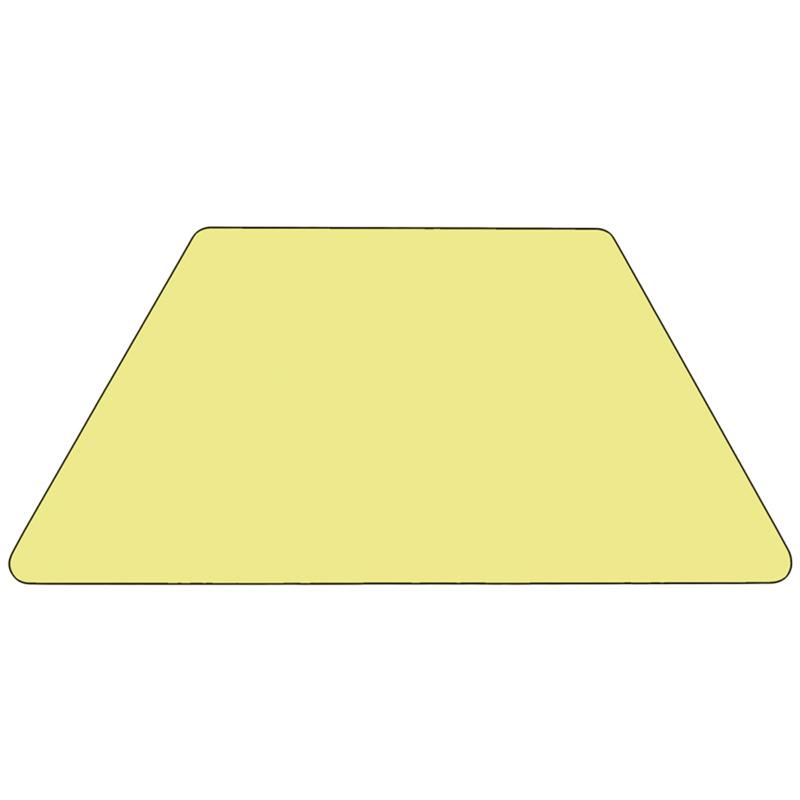 29''W x 57''L Trapezoid Yellow Thermal Activity Table - Height Short Legs. Picture 2