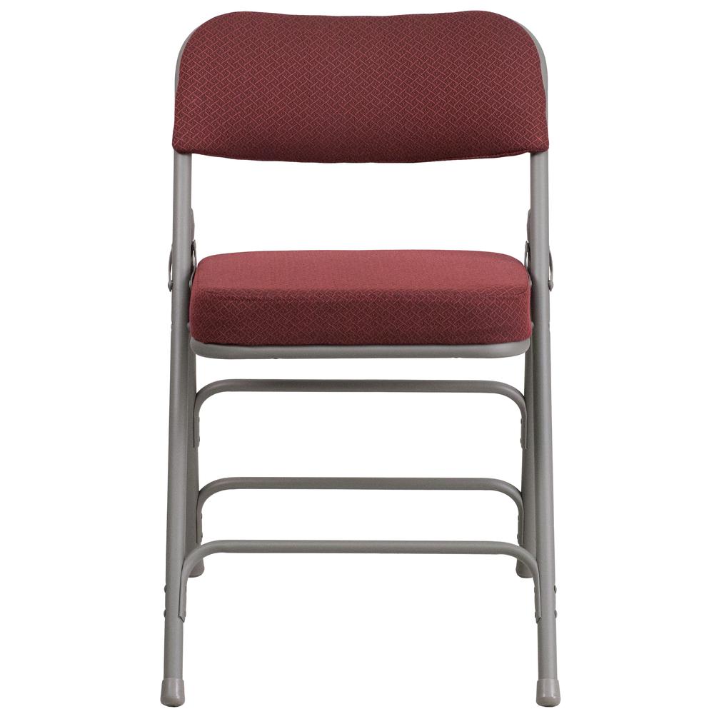 18"W Premium Curved Triple Braced & Double Hinged Burgundy Fabric Metal Folding Chair. Picture 5