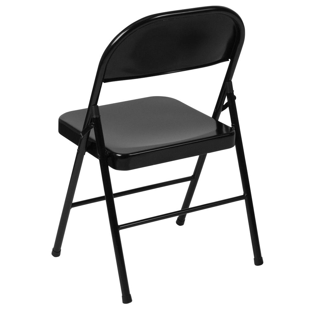 Double Braced Black Metal Folding Chair. Picture 4