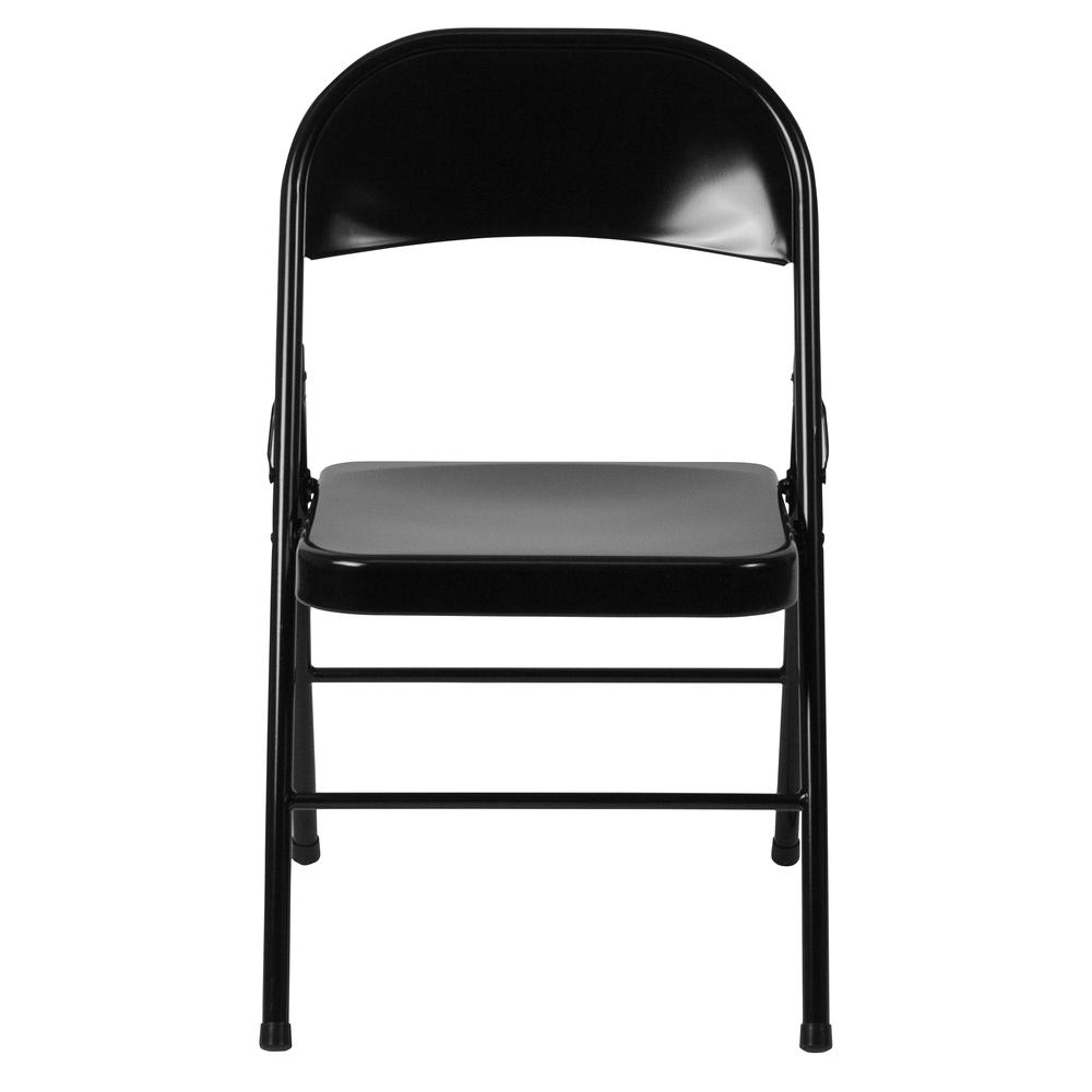 Double Braced Black Metal Folding Chair. Picture 5