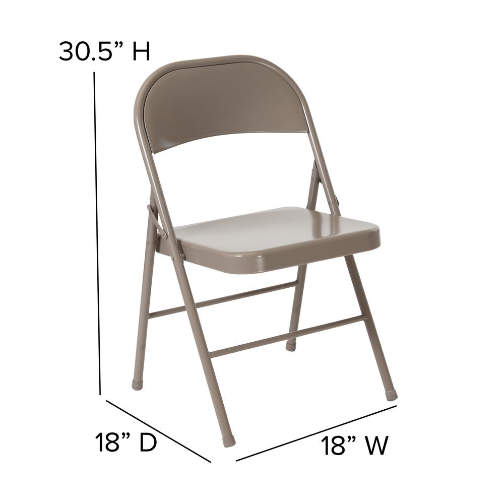 Double Braced Gray Metal Folding Chair. Picture 2
