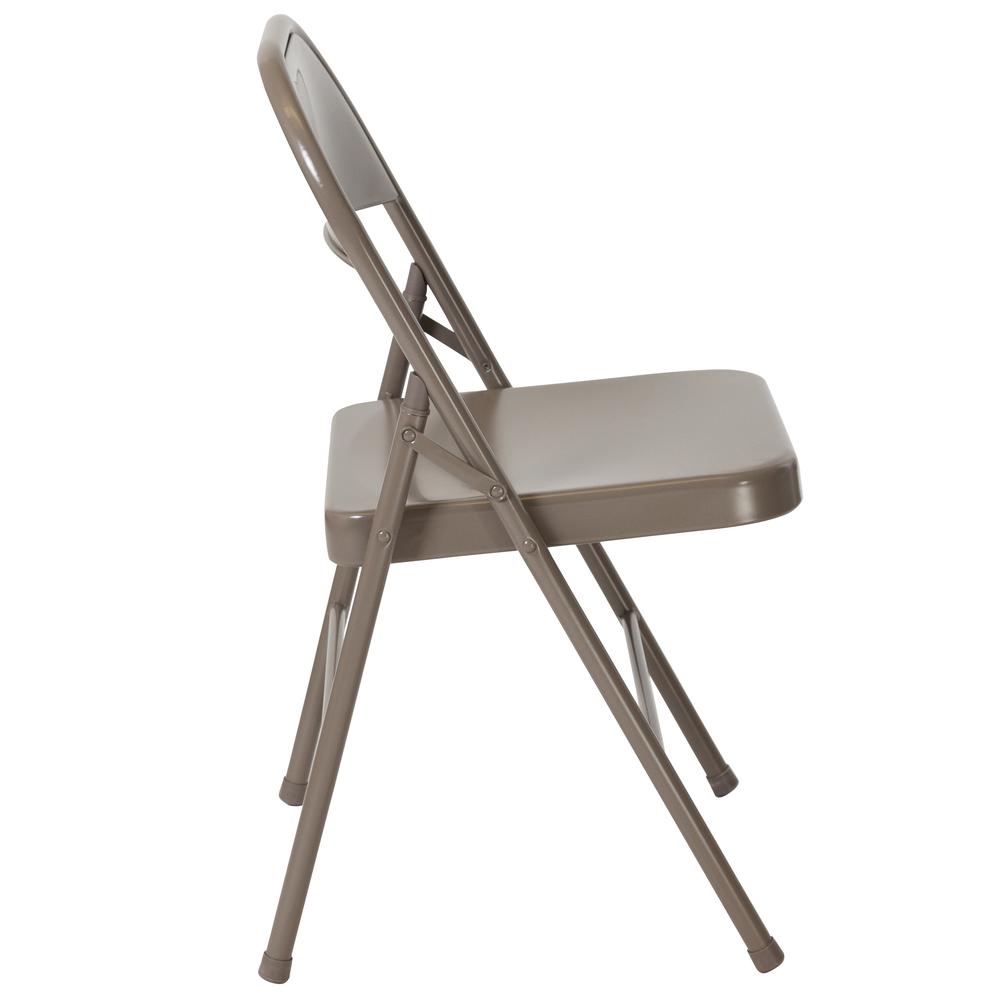 Double Braced Gray Metal Folding Chair. Picture 3