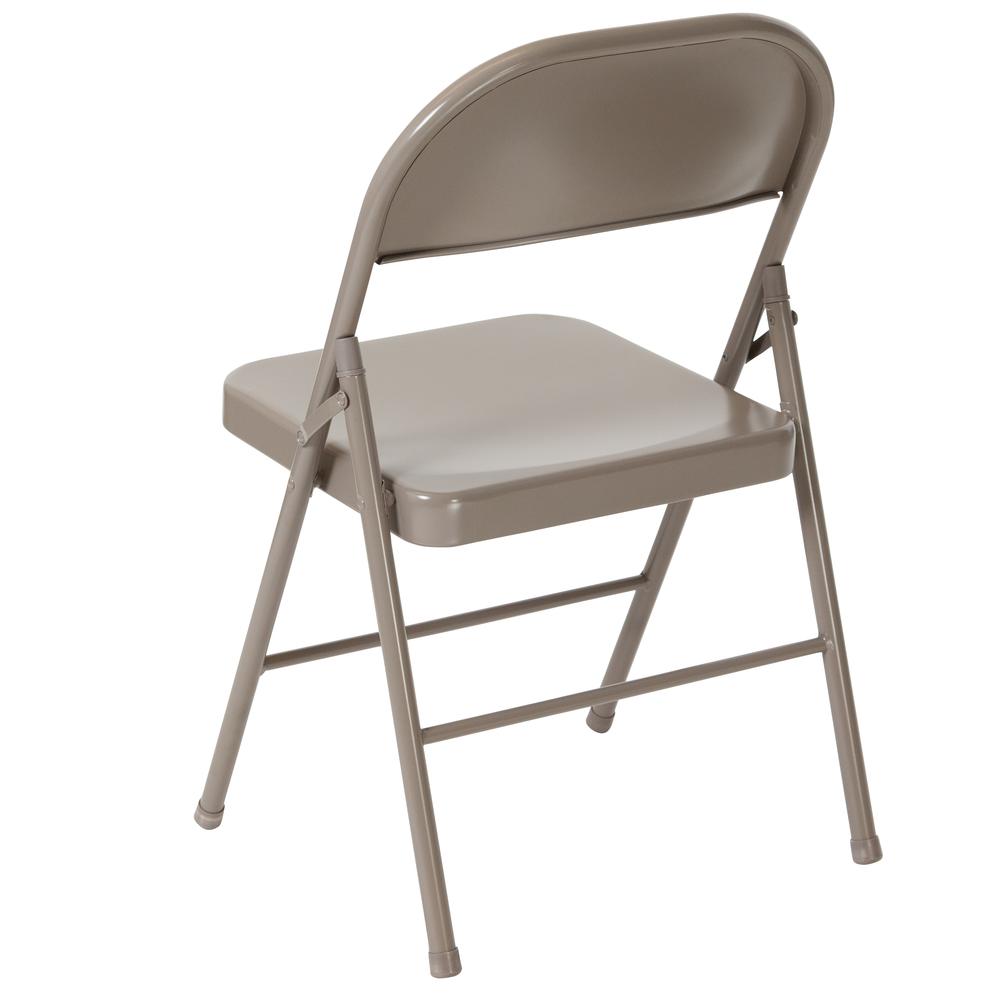 Double Braced Gray Metal Folding Chair. Picture 4