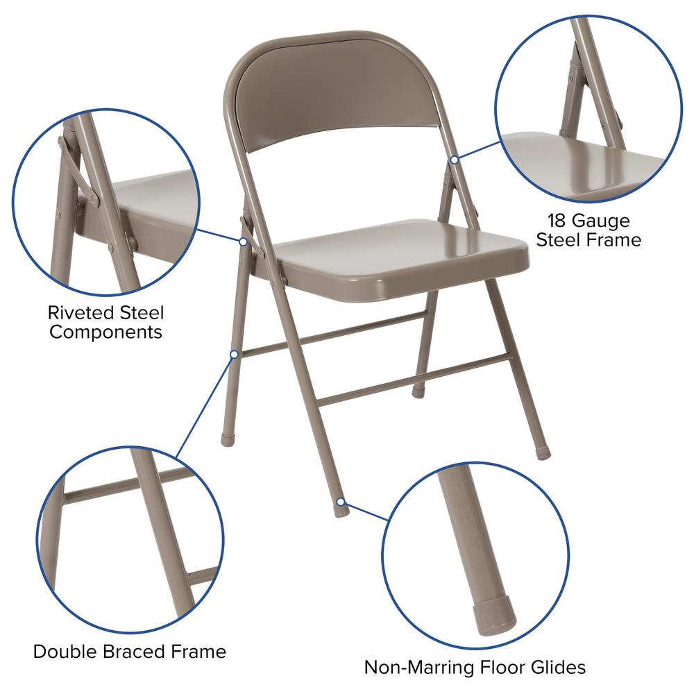 Double Braced Gray Metal Folding Chair. Picture 6
