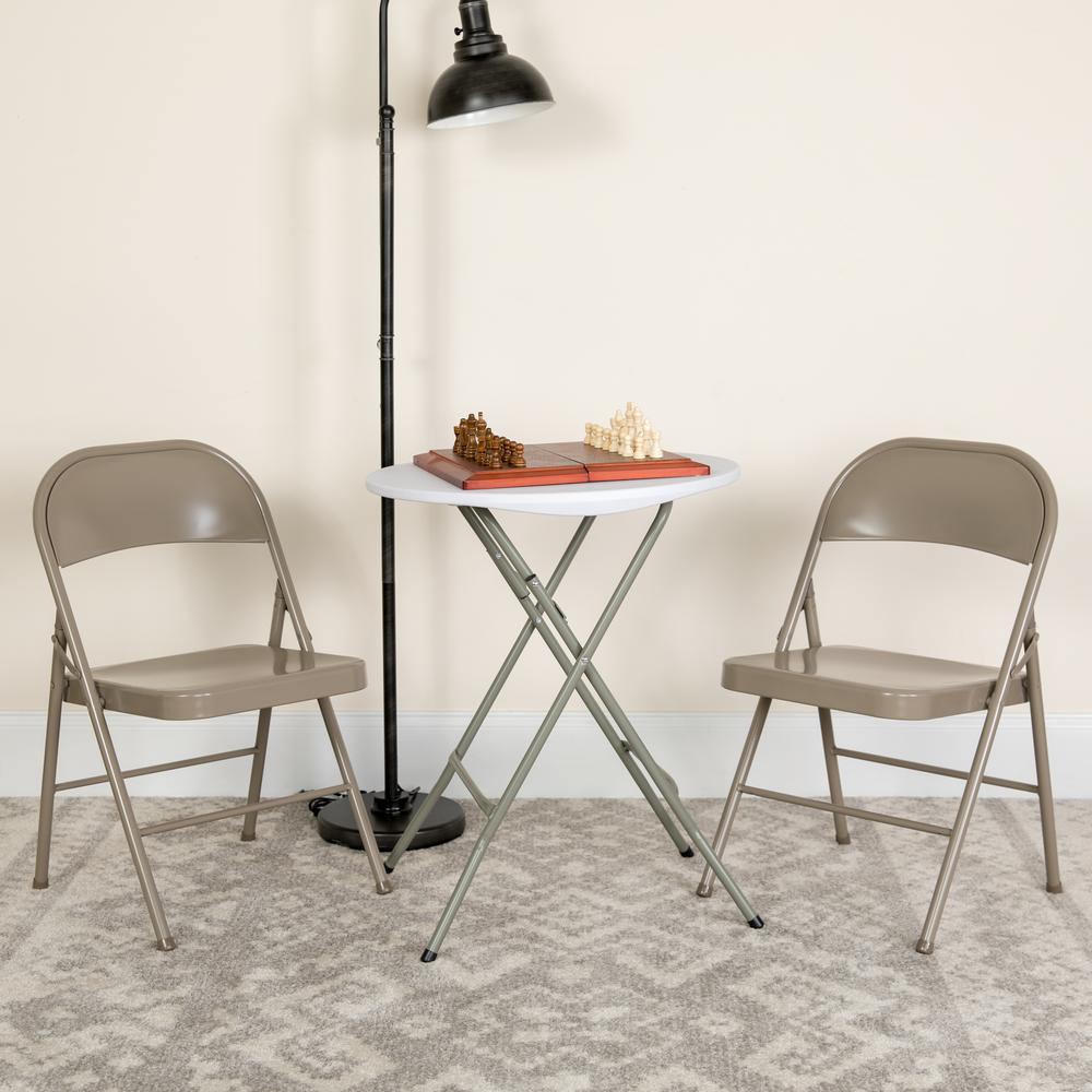 Double Braced Gray Metal Folding Chair. Picture 7