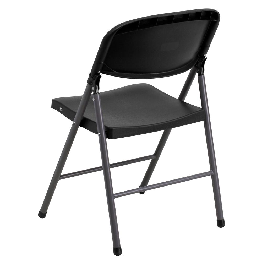 330 lb. Capacity Black Plastic Folding Chair with Charcoal Frame. Picture 5