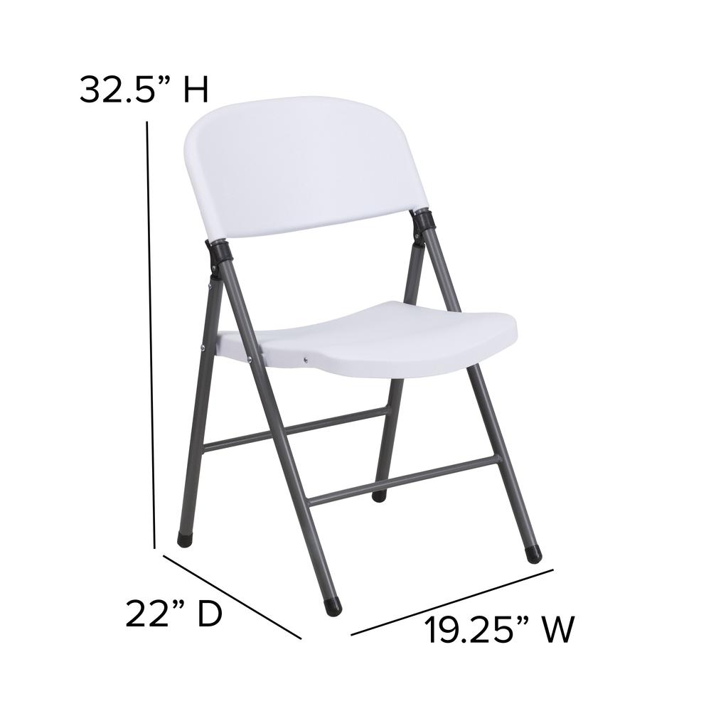 330 lb. Capacity Granite White Plastic Folding Chair with Charcoal Frame. Picture 2